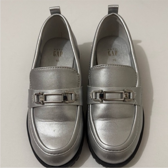 GAP Kids Metallic Silver Loafers Chunky Sole Size 10 - Picture 3 of 7